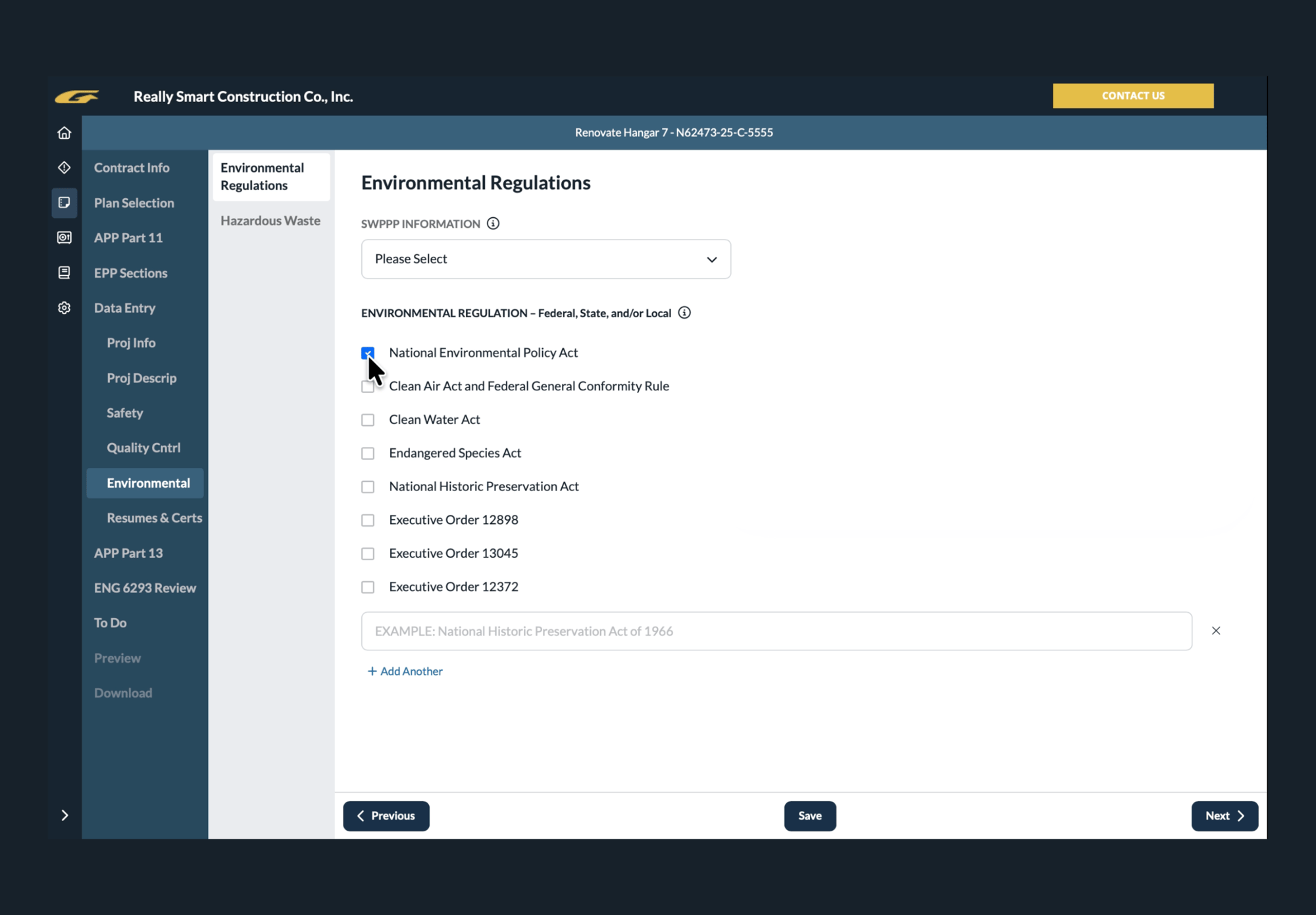 Gadzoom construction Plan settings with project-specific requirements and automatically generated Plan content.